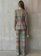 Peyton | Women's Multicolor Plaid Double-Breasted Two-Piece Set, Coordinated Summer Outfit for Holidays and Casual Wear, Coordinated Summer Outfit for Holidays and Casual Wear - image 3