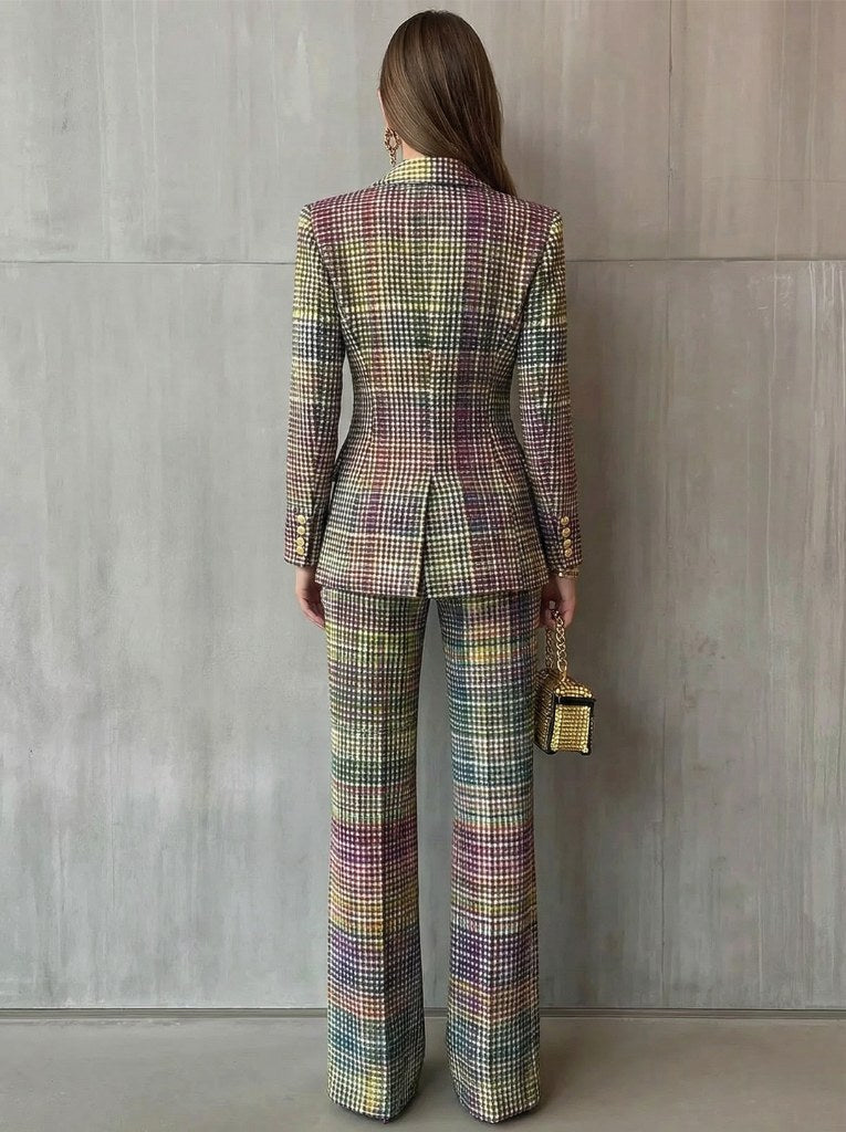 Peyton | Women's Multicolor Plaid Double-Breasted Two-Piece Set, Coordinated Summer Outfit for Holidays and Casual Wear, Coordinated Summer Outfit for Holidays and Casual Wear - image 3