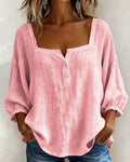 Phoebe | Women's Square Neck Blouse, Relaxed Tailored Top | Direct Attire | Pink