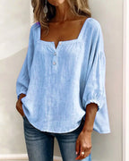 Phoebe | Women's Square Neck Blouse, Relaxed Tailored Top | Direct Attire