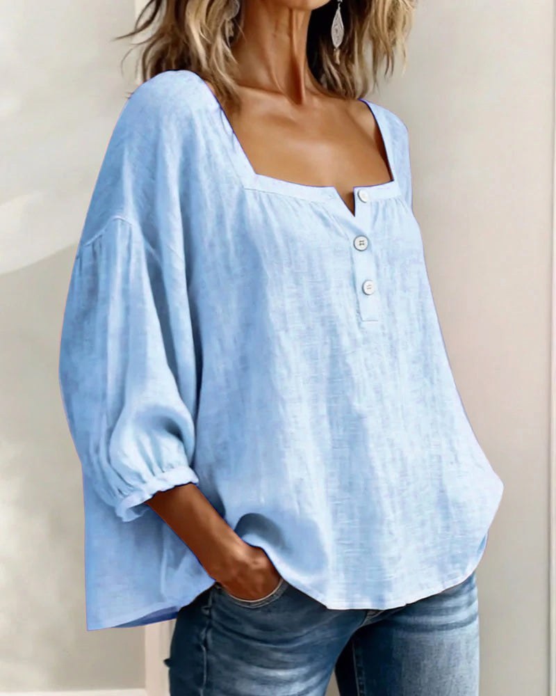 Phoebe | Women's Square Neck Blouse, Relaxed Tailored Top | Direct Attire