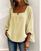 Phoebe | Women's Square Neck Blouse, Relaxed Tailored Top | Direct Attire