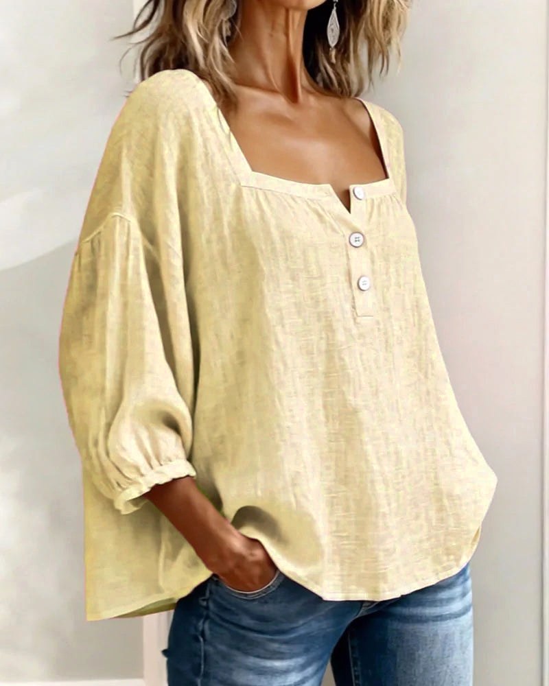 Phoebe | Women's Square Neck Blouse, Relaxed Tailored Top | Direct Attire