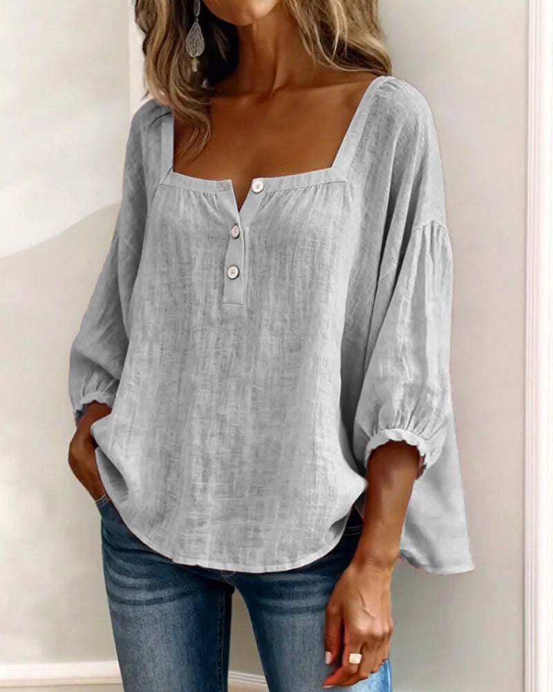 Phoebe | Women's Square Neck Blouse, Relaxed Tailored Top | Direct Attire