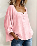 Phoebe | Women's Square Neck Blouse, Relaxed Tailored Top | Direct Attire | White