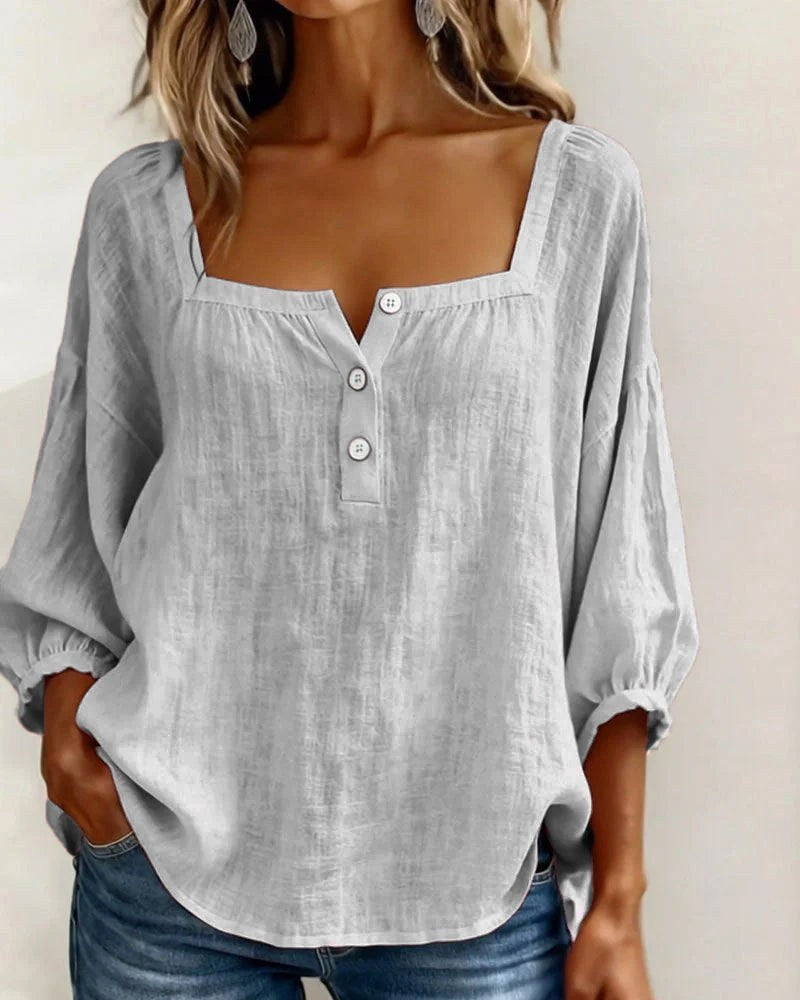 Phoebe | Women's Square Neck Blouse, Relaxed Tailored Top | Direct Attire