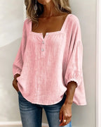 Phoebe | Women's Square Neck Blouse, Relaxed Tailored Top | Direct Attire | Yellow