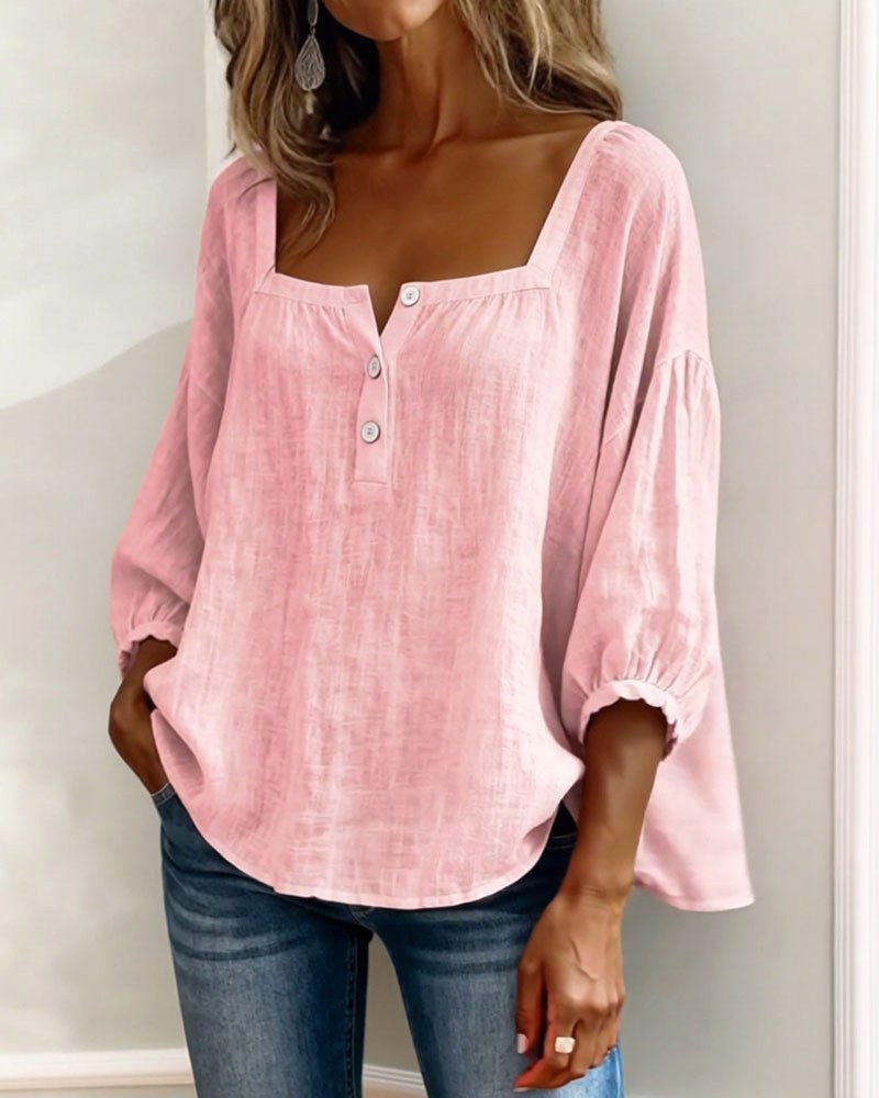 Phoebe | Women's Square Neck Blouse, Relaxed Tailored Top | Direct Attire | Yellow