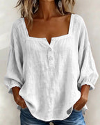 Phoebe | Women's Square Neck Blouse, Relaxed Tailored Top | Direct Attire | Gray