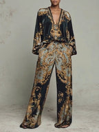 Piper | Women's Baroque Two-Piece Set, Wide-Leg Trousers and Blouse | Direct Attire