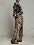 Piper | Women's Baroque Two-Piece Set, Wide-Leg Trousers and Blouse | Direct Attire