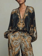 Piper | Women's Baroque Two-Piece Set, Wide-Leg Trousers and Blouse | Direct Attire