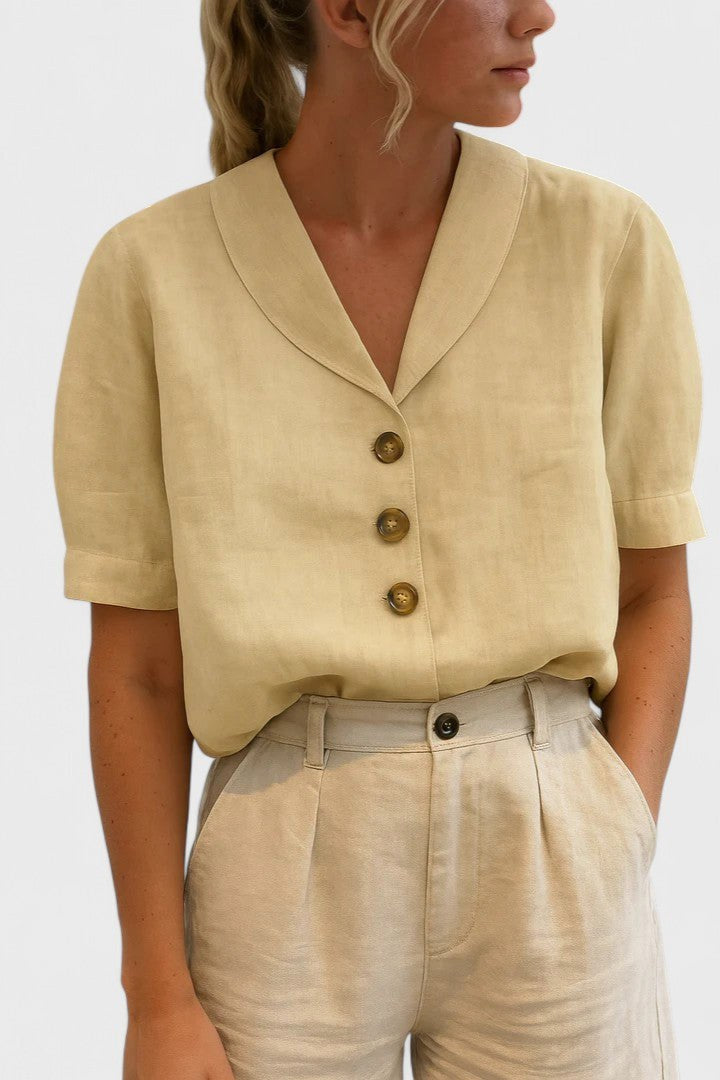 Quinn | Women's Sophisticated Button-Front Blouse, Lightweight Summer Top for Holidays and Casual Wear, Lightweight Summer Top for Holidays and Casual Wear - White