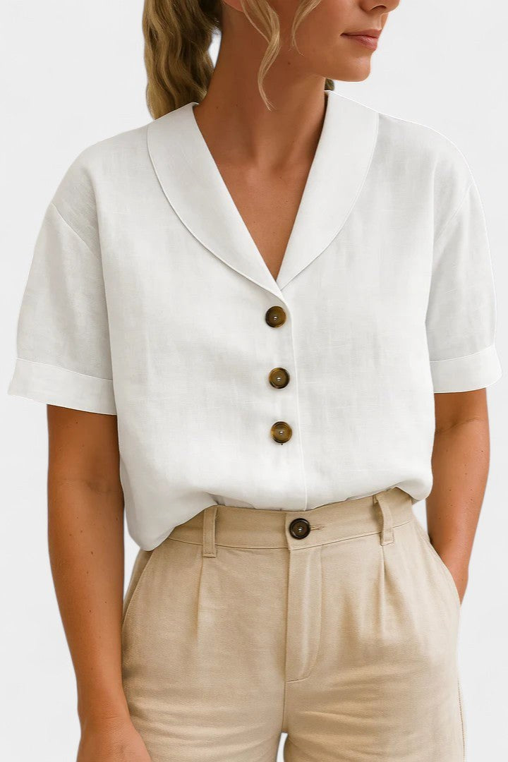 Quinn | Women's Sophisticated Button-Front Blouse, Lightweight Summer Top for Holidays and Casual Wear, Lightweight Summer Top for Holidays and Casual Wear - Grey