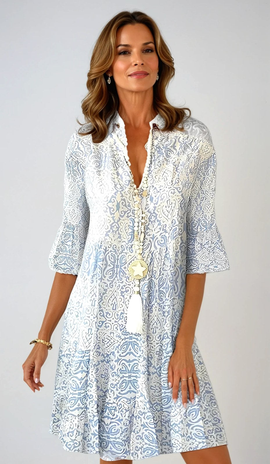 Reagan | Women's Light Blue Shirt Mini Dress, Flattering Summer Dress for Holidays and Everyday Wear, Flattering Summer Dress for Holidays and Everyday Wear - image 1