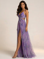 Renee | Women's Watercolour Print Maxi Dress, V-Neck Occasion Dress | Direct Attire
