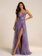 Renee | Women's Watercolour Print Maxi Dress, V-Neck Occasion Dress | Direct Attire