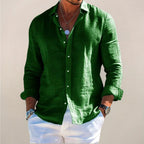 Rhys | Men's Linen Button Shirt, Lightweight Casual Shirt | Direct Attire | Burgundy