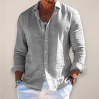 Rhys | Men's Linen Button Shirt, Lightweight Casual Shirt | Direct Attire | White