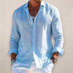 Rhys | Men's Linen Button Shirt, Lightweight Casual Shirt | Direct Attire | Black