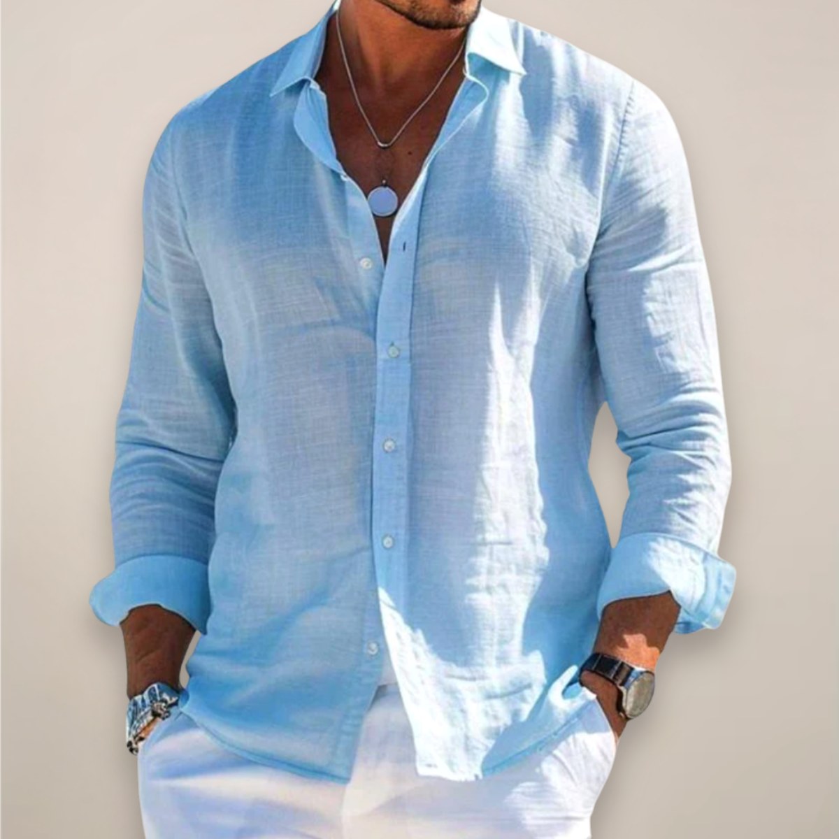 Rhys | Men's Linen Button Shirt, Lightweight Casual Shirt | Direct Attire | Black
