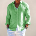 Rhys | Men's Linen Button Shirt, Lightweight Casual Shirt | Direct Attire | Green