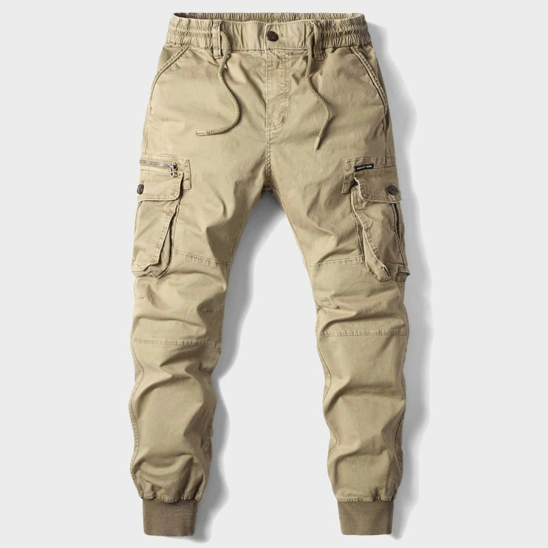 Rhys | Men's Tactical Cargo Joggers, Comfortable Relaxed-Fit Trousers | Direct Attire | Khaki