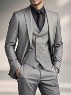 Riley | Men's Slim Fit Three-Piece Suit with Double-Breasted Waistcoat, Tailored Formal Suit | Direct Attire