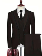 Riley | Men's Slim Fit Three-Piece Suit with Double-Breasted Waistcoat, Tailored Formal Suit | Direct Attire | Navy Blue