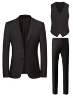 Riley | Men's Slim Fit Three-Piece Suit with Double-Breasted Waistcoat, Tailored Formal Suit | Direct Attire | Grey