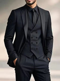 Samuel | Men's Slim-Fit Three-Piece Suit, Double-Breasted Waistcoat Trouser Suit | Direct Attire | Black