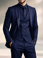 Samuel | Men's Slim-Fit Three-Piece Suit, Double-Breasted Waistcoat Trouser Suit | Direct Attire