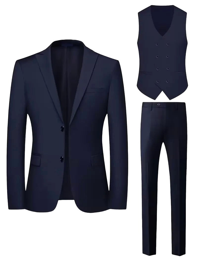 Samuel | Men's Slim-Fit Three-Piece Suit, Double-Breasted Waistcoat Trouser Suit | Direct Attire