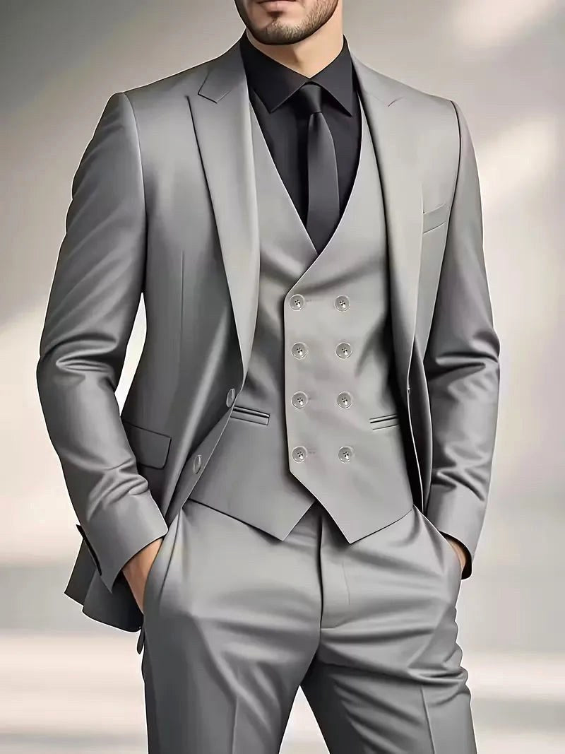 Samuel | Men's Slim-Fit Three-Piece Suit, Double-Breasted Waistcoat Trouser Suit | Direct Attire