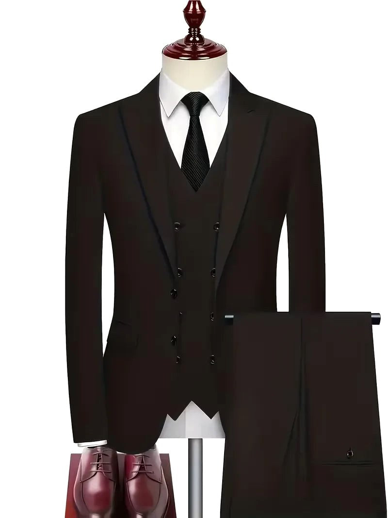 Samuel | Men's Slim-Fit Three-Piece Suit, Double-Breasted Waistcoat Trouser Suit | Direct Attire | Navy Blue