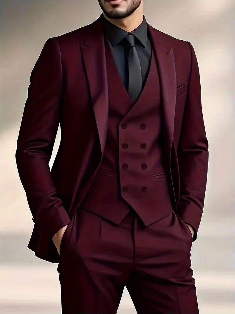 Samuel | Men's Slim-Fit Three-Piece Suit, Double-Breasted Waistcoat Trouser Suit | Direct Attire