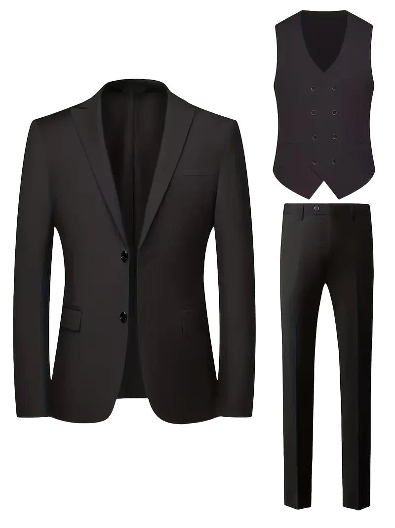 Samuel | Men's Slim-Fit Three-Piece Suit, Double-Breasted Waistcoat Trouser Suit | Direct Attire | Grey