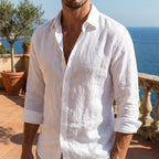 Scott | Men's Linen-Blend Long-Sleeve Shirt, Relaxed Fit Casual Shirt | Direct Attire