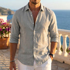 Scott | Men's Linen-Blend Long-Sleeve Shirt, Relaxed Fit Casual Shirt | Direct Attire