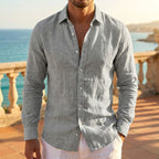 Scott | Men's Linen-Blend Long-Sleeve Shirt, Relaxed Fit Casual Shirt | Direct Attire