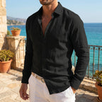 Scott | Men's Linen-Blend Long-Sleeve Shirt, Relaxed Fit Casual Shirt | Direct Attire | Rosa