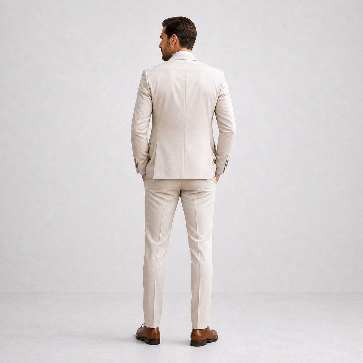 Sebastian | Men's Linen Three-Piece Suit with Waistcoat, Tailored Blazer Suit | Direct Attire | Grey