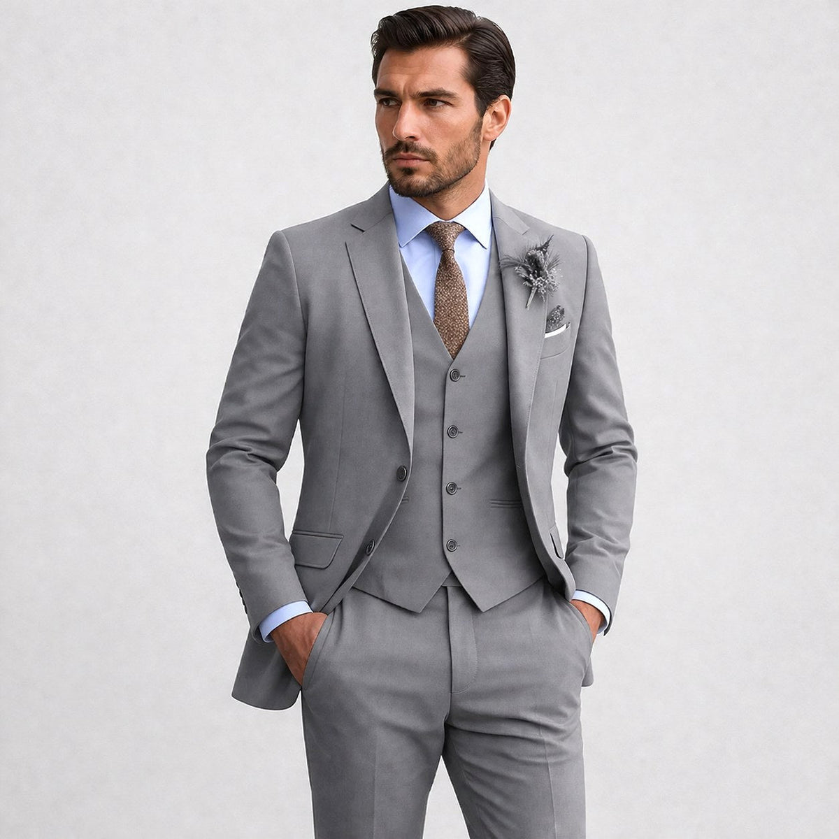 Sebastian | Men's Linen Three-Piece Suit with Waistcoat, Tailored Blazer Suit | Direct Attire