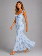 Sheree | Women's Floral Maxi Dress with Ruffle Straps, Wedding Guest Dress | Direct Attire