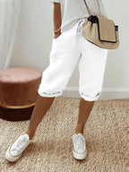 Sienna | Women's Lightweight Capri Trousers with Elasticated Waist, Drawstring Cropped Trousers | Direct Attire | Wit