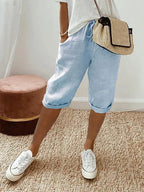 Sienna | Women's Lightweight Capri Trousers with Elasticated Waist, Drawstring Cropped Trousers | Direct Attire | Hemelsblauw