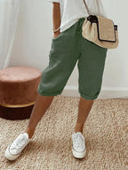 Sienna | Women's Lightweight Capri Trousers with Elasticated Waist, Drawstring Cropped Trousers | Direct Attire | Legergroen