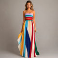 Sienna | Women's Multicolor Strapless Pleated Maxi Dress, Flattering Summer Dress for Holidays and Everyday Wear, Flattering Summer Dress for Holidays and Everyday Wear - image 1