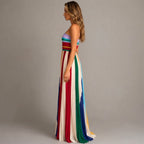 Sienna | Women's Multicolor Strapless Pleated Maxi Dress, Flattering Summer Dress for Holidays and Everyday Wear, Flattering Summer Dress for Holidays and Everyday Wear - image 2