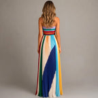Sienna | Women's Multicolor Strapless Pleated Maxi Dress, Flattering Summer Dress for Holidays and Everyday Wear, Flattering Summer Dress for Holidays and Everyday Wear - image 3